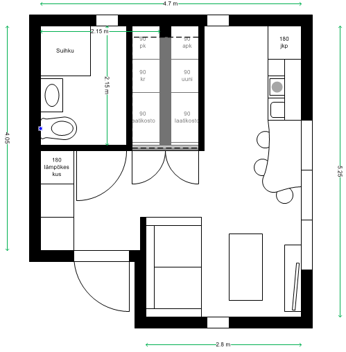 pohjapiirros 22m2 talolle